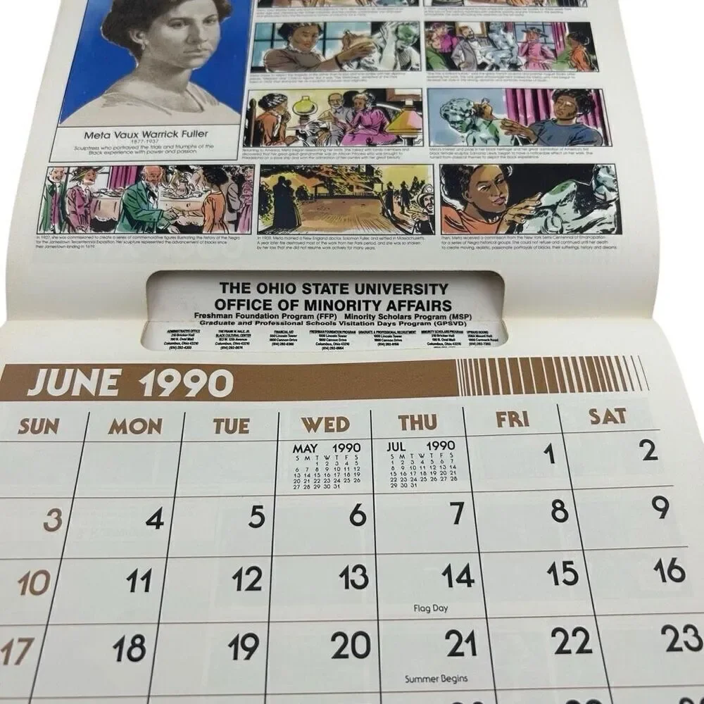 THE AFRO-AMERICAN HISTORICAL CALENDAR - 1990 Advertising Calendar Ohio State